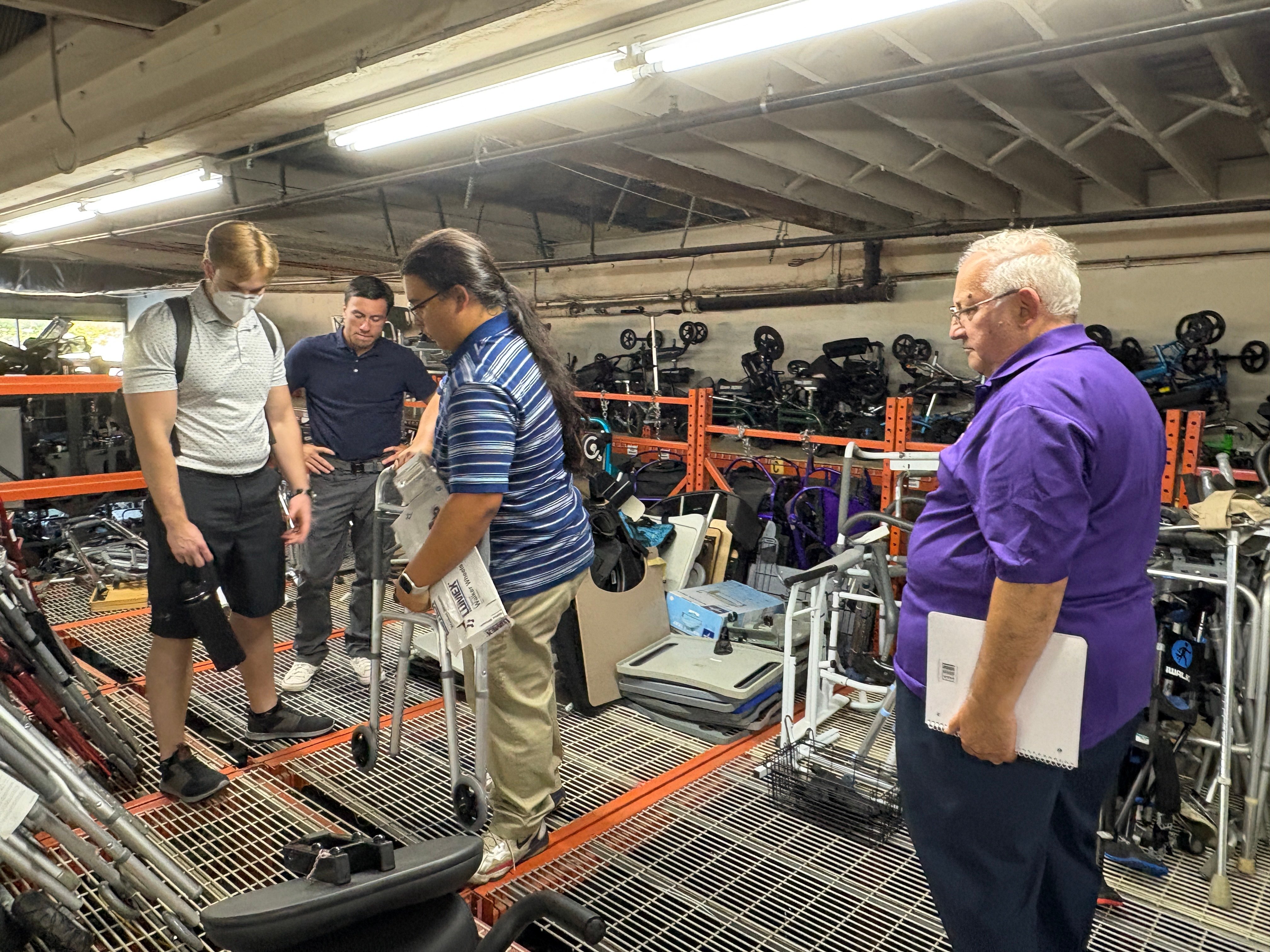 ONU engineering student team and faculty learns about the D4D mission and various mobility equipment